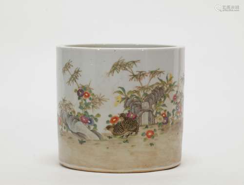 Guangxu Famille Rose Brush Pot, Mark