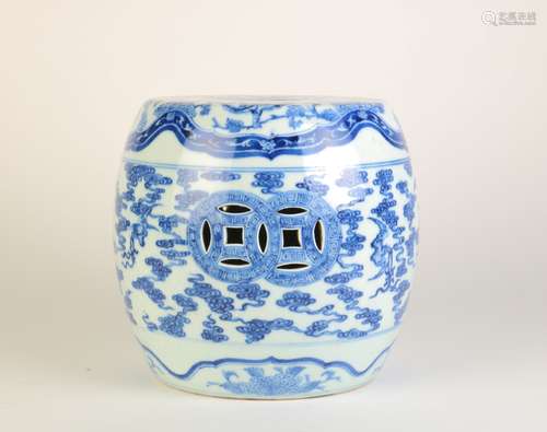 Chinese Blue/White Garden Stool