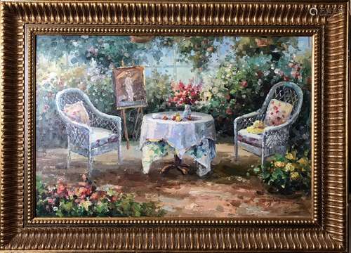 American oil painting of garden