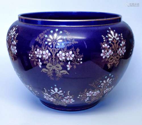 Chinese enameled blue glazed porcelain jar