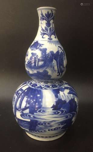 18th C. Chinese Blue/White Porcelain Gourd Vase