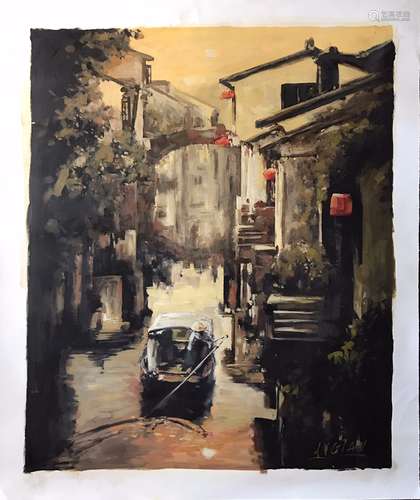 Oil on canvas painting of JiangNan