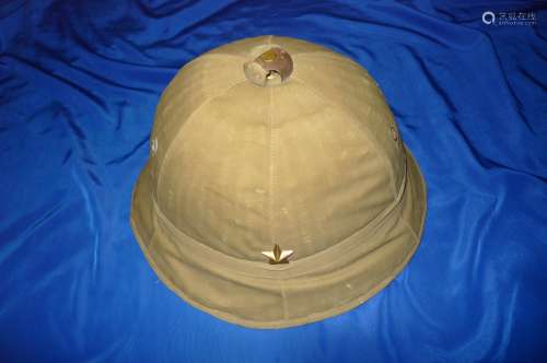 WW2 Japanese IJN cloth pith helmet, NAMED WWII