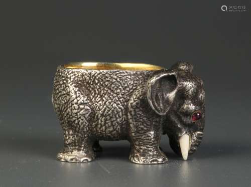 Silver Vodka Cup in Form of Elephant