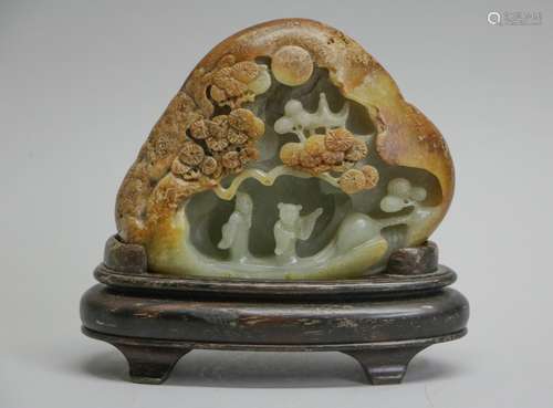 Chinese 19th C. Jade Carved Boulder