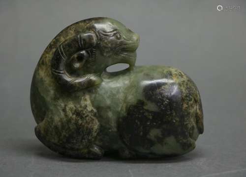 Chinese Green Jade Carving of Lamb