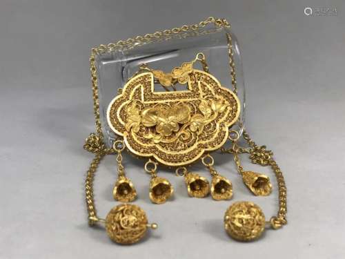 Qing Dynasty Chinese Gold Lock, Open work