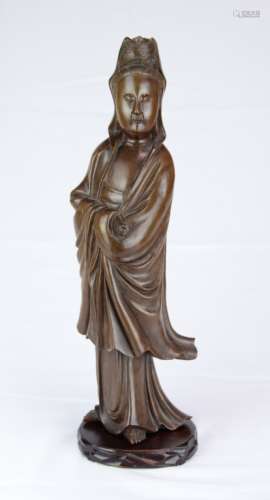 Mid Qing Dynasty Chinese Wood Carved Guanyin