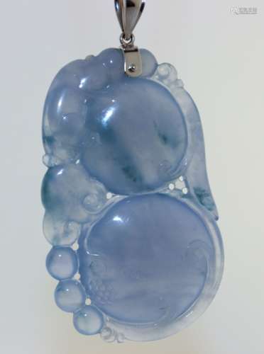 Chinese Ice Jadeite Pendant w/14k gold