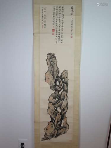 Chinese Ink&Color Scroll Painting,Signed