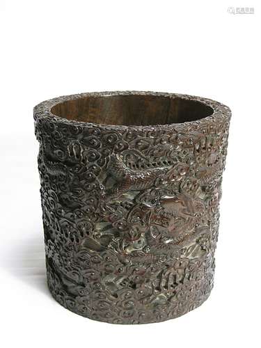 19th.C Rare Chinese Zitan Brush Pot