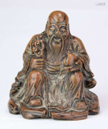 18th.C Chinese Bamboo Carved Shou Figure