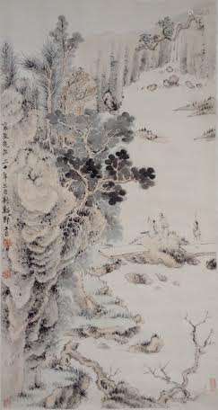 Chinese Water Color Landscape Scroll Painting