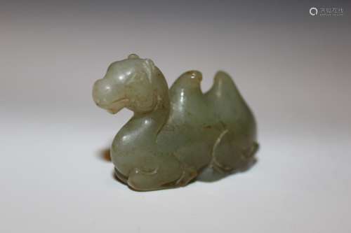 A Chinese Carved Greenish-White Jade Camel