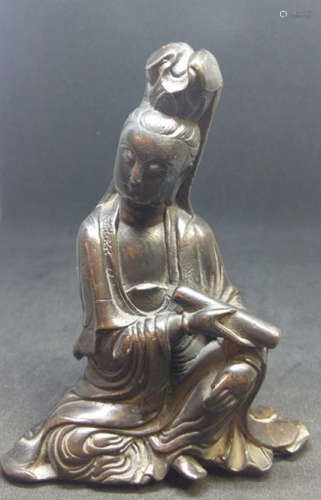 Chinese Bronze Seating Guanyin