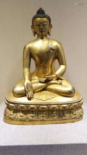 Chinese Gilt Bronze Seating Buddha,Qing