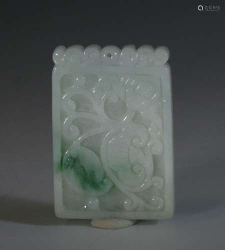 Nature Jadeite carving Lingzhi Pendant