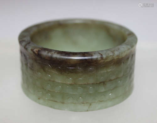 A Qing Chinese Pale Green Jade Bangle