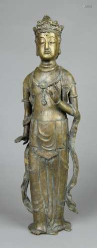 A Chinese Gift Bronze Standing Figure