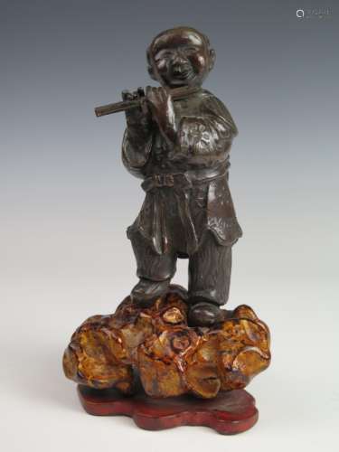 A Chinese Bronze Figure w Stand