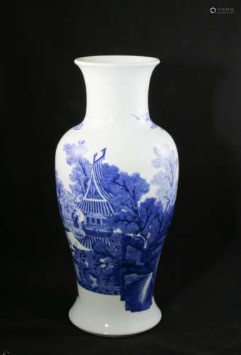 a blue and white baluster vase