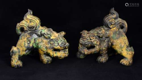 Pair of Chinese Bronze Lions