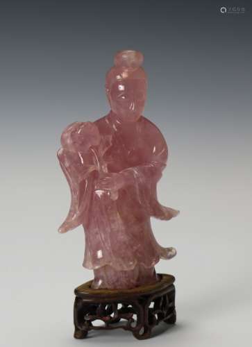 Chinese Rose Quartz carving of Guanyin