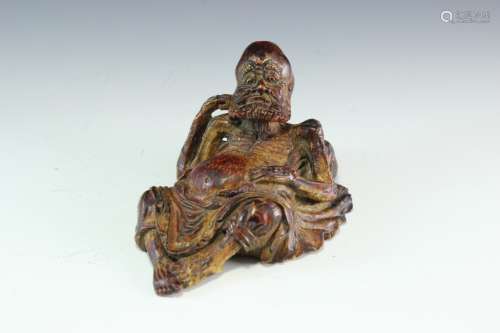 A Carving Bamboo Figure of Luohan, Mark