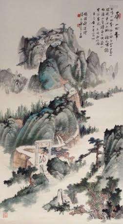 Chinese Ink Landscape Scroll Painting ,Signed