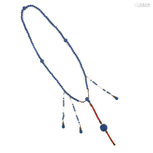 Qing dynasty A BLUE GLASS COURT NECKLACE, CHAOZHU