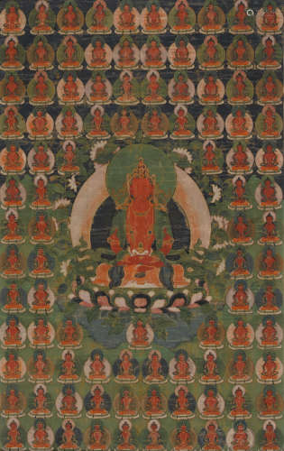 Qing Dynasty, 18th century A pair of thangkas depicting Amitayus
