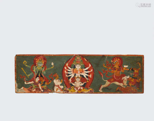 Nepal, 18th/19th century A painted wood Devi Mahatmya manuscript cover