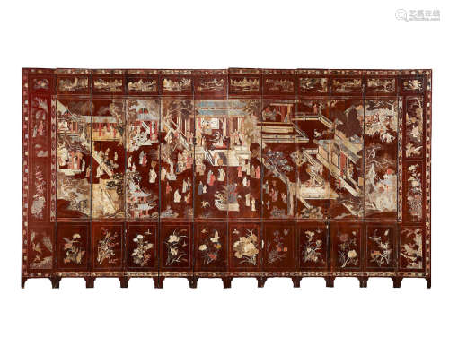 18th century, dated by inscription to 1704 A rare large twelve-panel coromandel screen