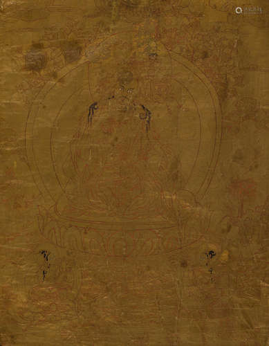 Tibet, 19th century A gold ground thangka of Padmasambhava