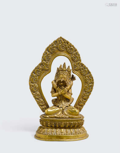 Nepal, 19th century A gilt copper alloy figure of Vajradhara and Prajnaparamita