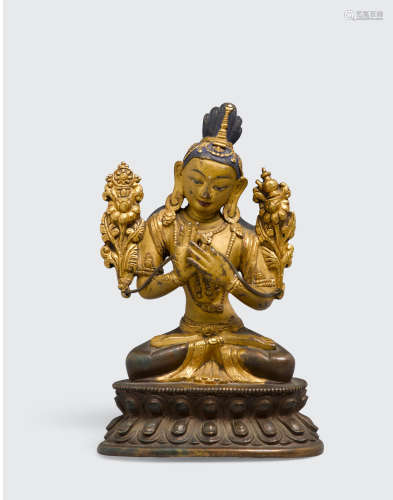 Tibet, 19th century A gilt copper alloy figure of Maitreya