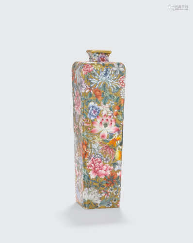Qianlong mark, late Qing/Republic period A Millefleur and gilt decorated vase