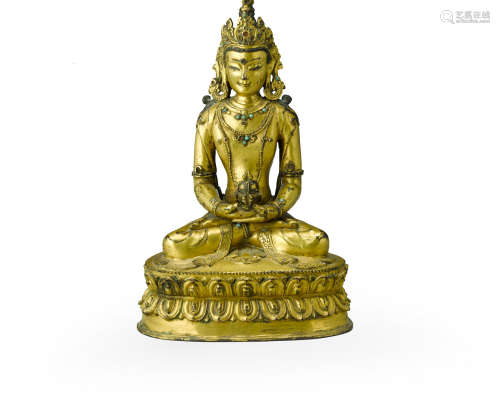 Tibet, circa 16th century A gilt bronze figure of Amitayus