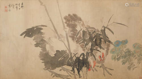 Roosters, Bamboo, and Chrysanthemums, 1879 Ren Yi (1840-1896)