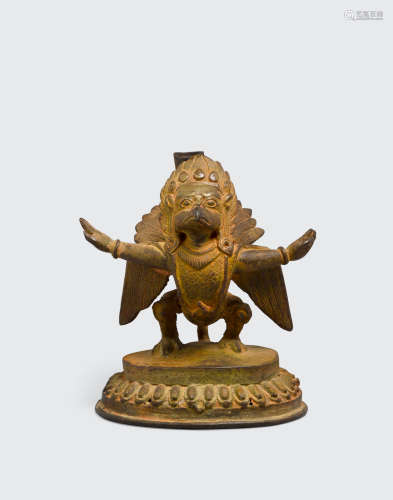 Nepal, 19th century  A copper alloy figure of Garuda
