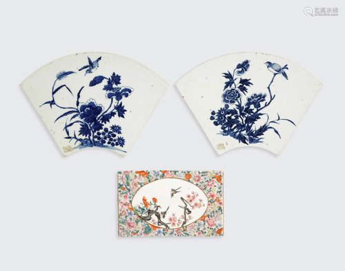 A group of three porcelain plaques