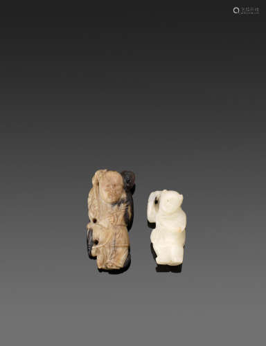 Qing dynasty and later Two small carved jade figures