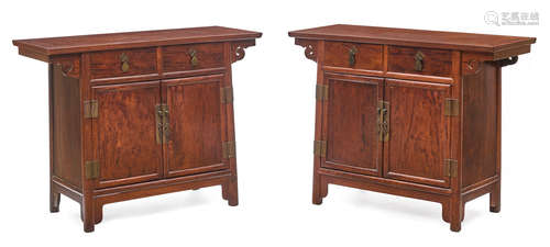 Republic period A pair of huali two-drawer coffers, lian'erchu