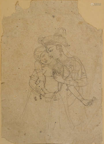 19th century Two Indian drawings