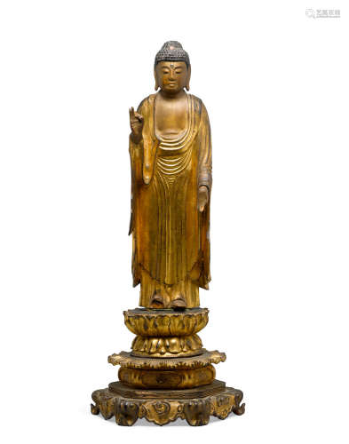 Edo period A gilt wood figure of the Amida Buddha