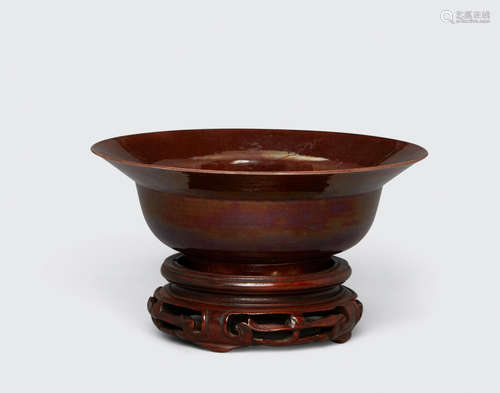 Kangxi period An aubergine glazed bowl with canted rim