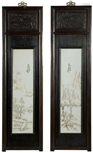 A pair of porcelain plaques