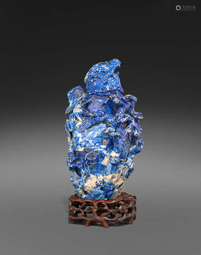 A LAPIS LAZULI 'THREE FRIENDS OF WINTER' VASE