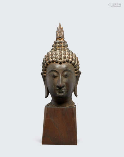 Thailand A bronze Sukhothai style head of Buddha