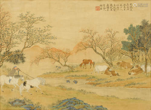 Two paintings of Horses in Pasture Anonymous (20th century)